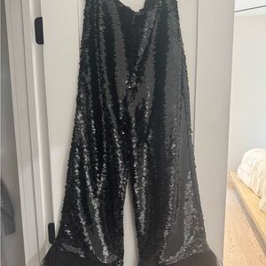 Alexis Black Sequin and Feather Pants